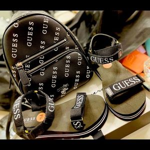 7.5 women sandals and purse black and white.